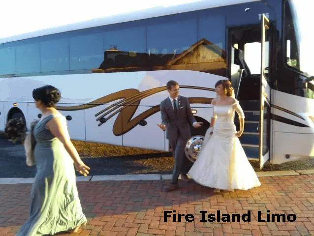 Coach Bus Wedding Day Service provided by Fire Island Limo of Long Island NY & NYC