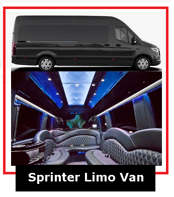 Mercedes Benz Sprinter Limo Party Van provided by Fire Island Limo of Long Island NY & NYC